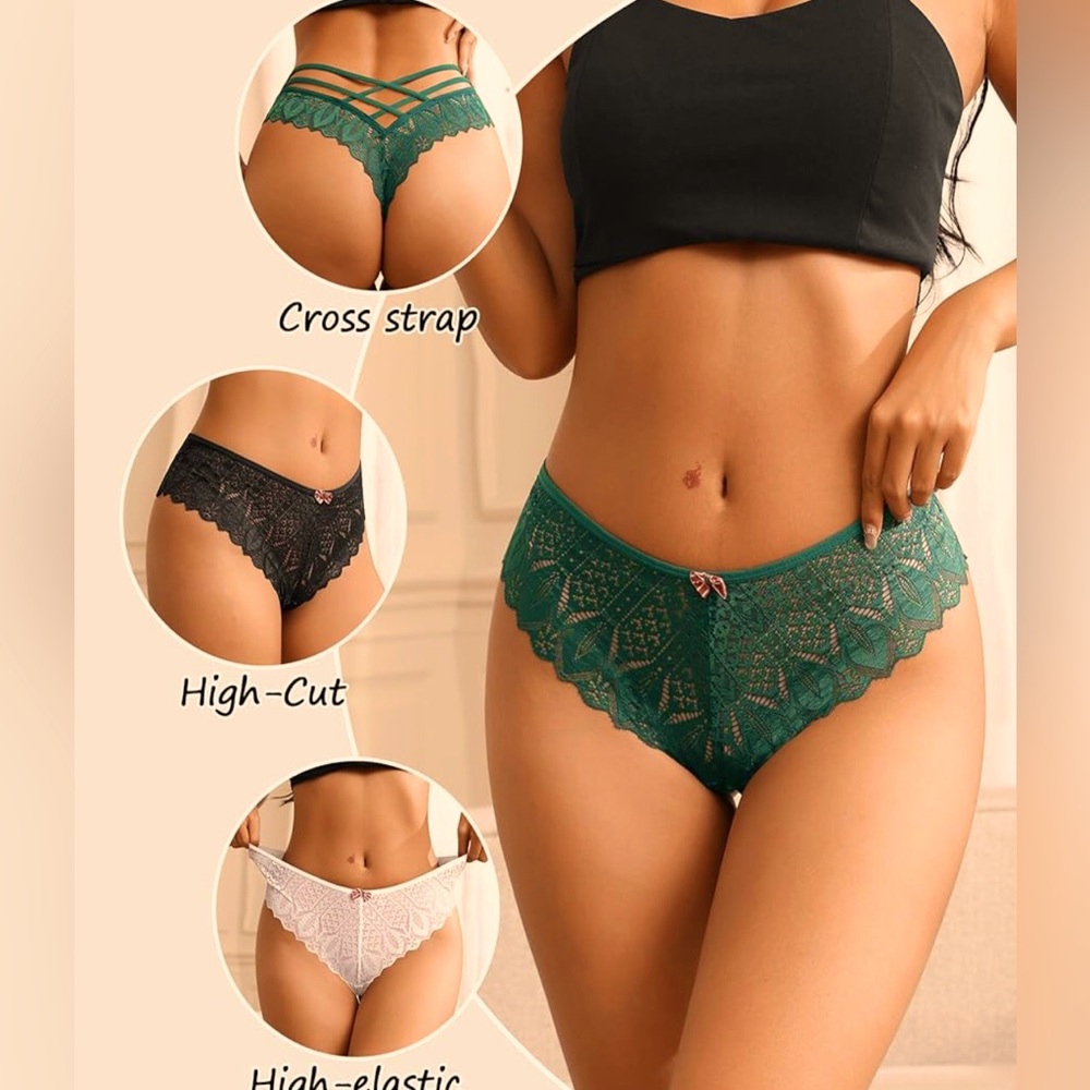 Elegant Lace Women's Panties Set - Black, Green, White
RE/Femme Boutique